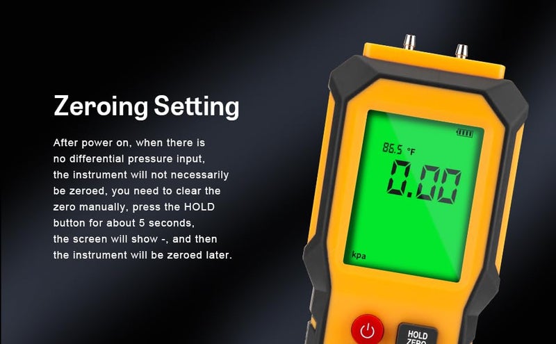 YZTMETER YZT Meter Manometer Air Pressure Meter, Digital Differential Pressure Gauge, HVAC Gas Pressure Meter Dual-Port Manometer Gas Pressure Tester (9v Battery Included)… - Image 3